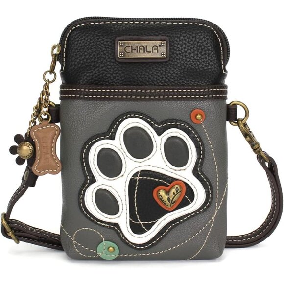 Dog Collection Cell Phone Crossbody Purse Women PU Leather Canvas Multicolor - Picture 2 of 4